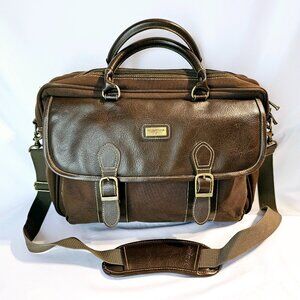 U.S. Luggage New York Messenger/Computer Bag – Dark Brown Canvas & Leather